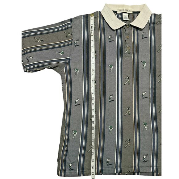 GRAND SLAM all over print aop golfer golf polo shirt LARGE tag vtg 90s golf prep - Picture 7 of 9